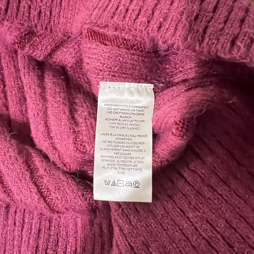 NWT Free People Big City Turtleneck Sweater Mulberry Size L Oversized Fuzzy $168